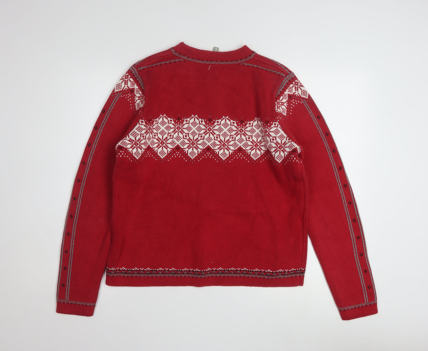 Hanna Andersson Womens Red Fair Isle 1/4 Zip Cotton Jumper M