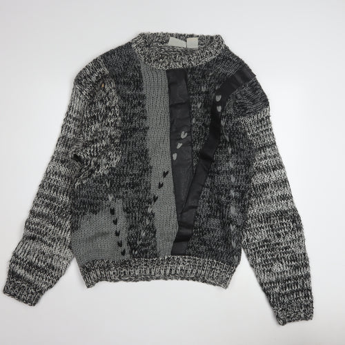 Get Worn Men's Grey Chunky Knit Acrylic Pullover Jumper L