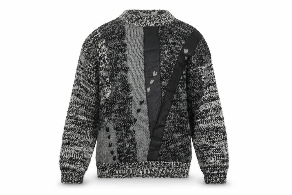 Front view of Get Worn Men's Grey Chunky Knit Acrylic jumper L