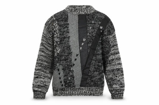 Front view of Get Worn Men's Grey Chunky Knit Acrylic jumper L