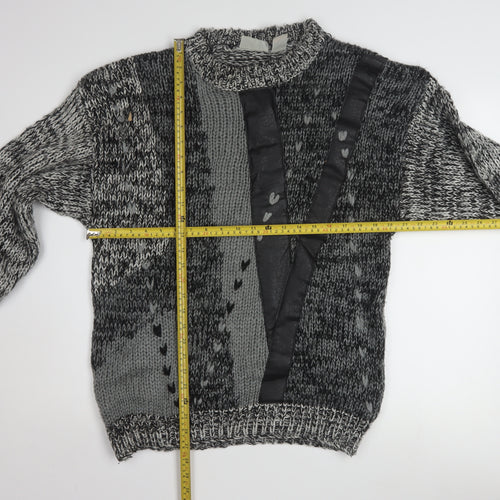 Get Worn Men's Grey Chunky Knit Acrylic Pullover Jumper L