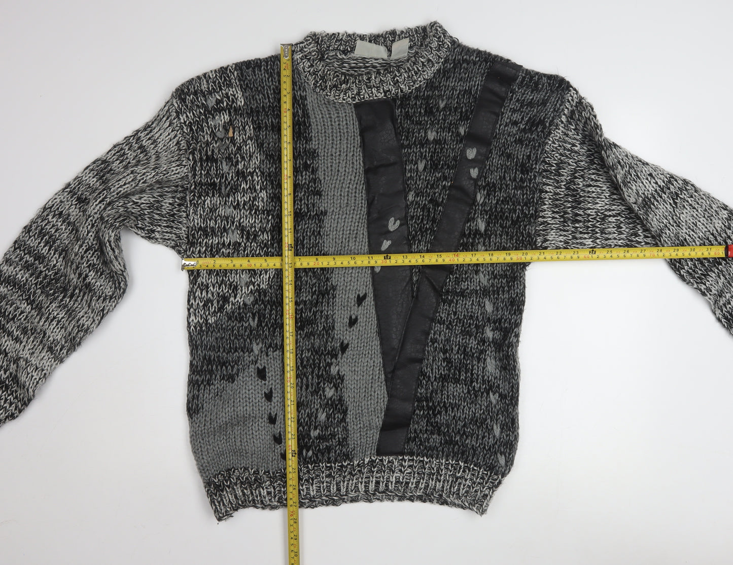 Get Worn Men's Grey Chunky Knit Acrylic Pullover Jumper L