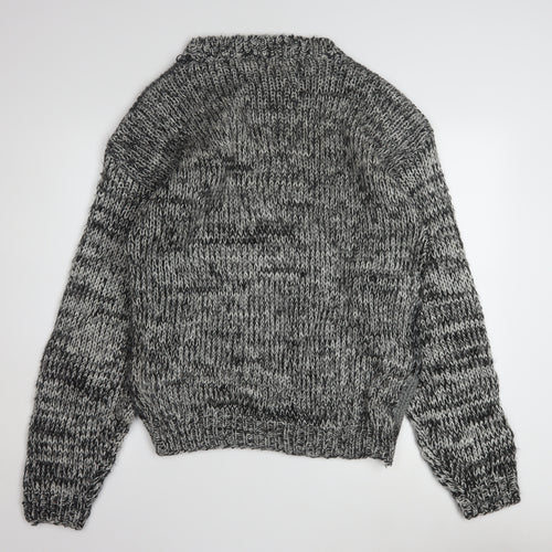 Get Worn Men's Grey Chunky Knit Acrylic Pullover Jumper L