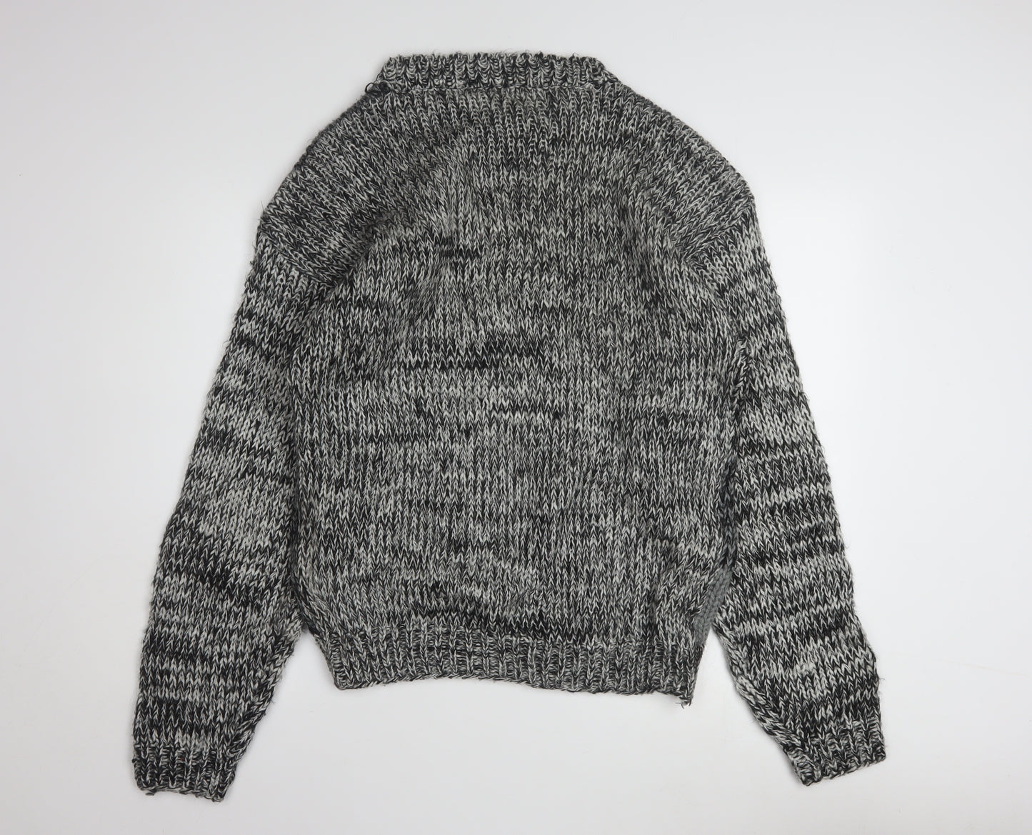 Get Worn Men's Grey Chunky Knit Acrylic Pullover Jumper L