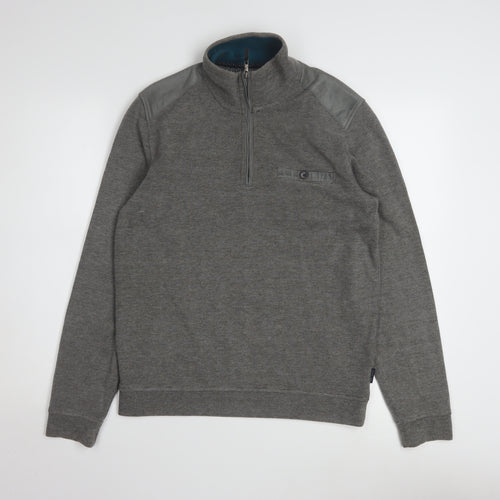 Ted Baker Mens Grey 1/4 Zip Knit Sweatshirt Medium Pullover