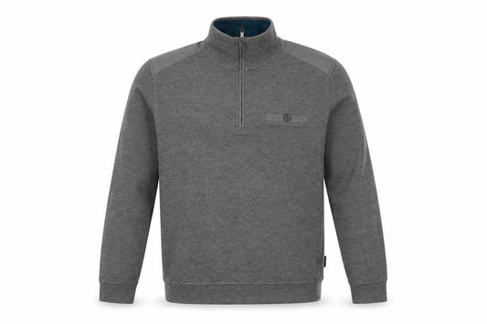 Front view of Ted Baker men’s grey 1/4 zip knit sweatshirt medium pullover