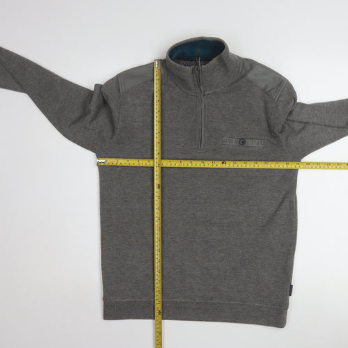 Ted Baker Mens Grey 1/4 Zip Knit Sweatshirt Medium Pullover