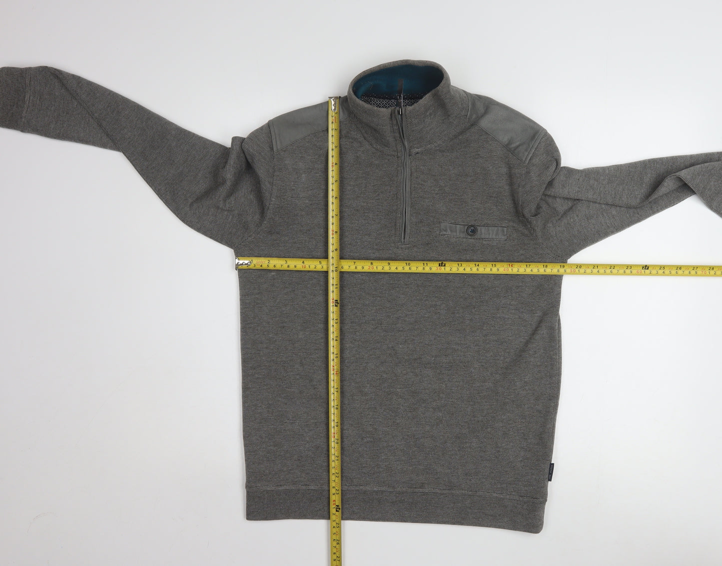 Ted Baker Mens Grey 1/4 Zip Knit Sweatshirt Medium Pullover