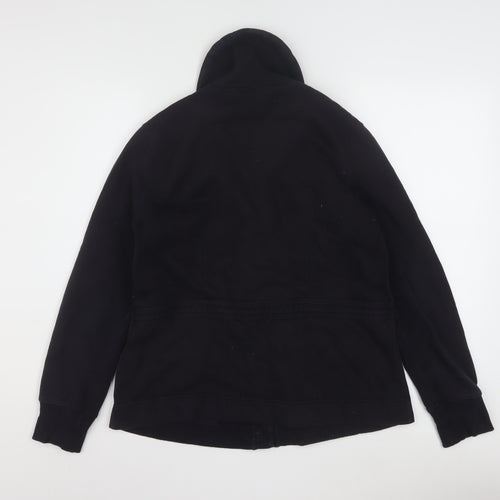 Lands' End Women's Black Petite M Cotton Blend Button Jacket