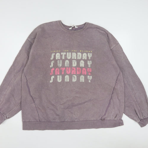 Marks and Spencer B by Boutique Womens Purple Cotton Blend Pullover Sweatshirt L
