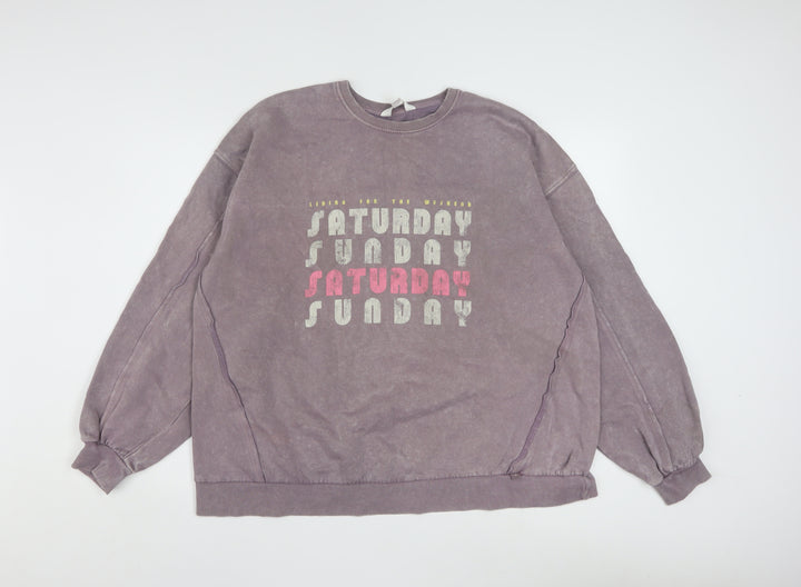 Marks and Spencer B by Boutique Womens Purple Cotton Blend Pullover Sweatshirt L