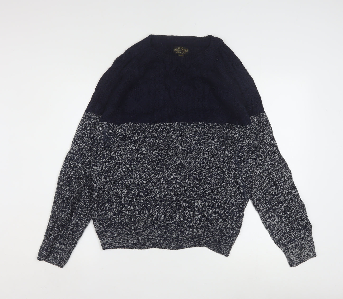 Alcott & Co Men's Blue Cable-Knit Pullover Jumper Size L