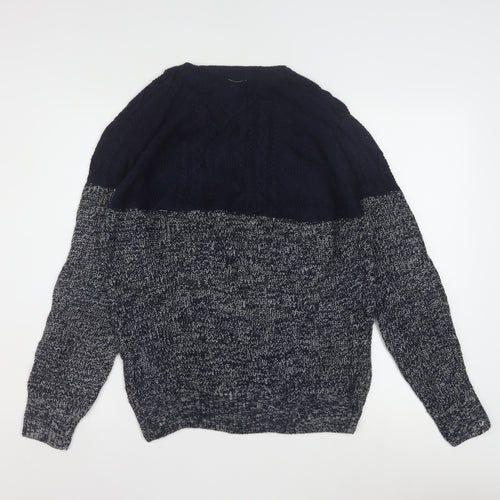 Alcott & Co Men's Blue Cable-Knit Pullover Jumper Size L