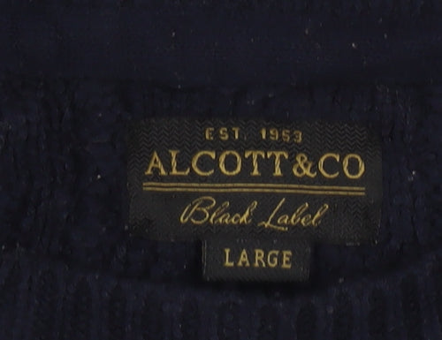 Alcott & Co Men's Blue Cable-Knit Pullover Jumper Size L