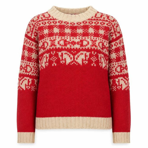 EQ Women's Red Fair Isle Mohair Blend Chunky Knit Jumper Size S
