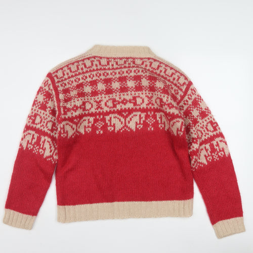 EQ Women's Red Fair Isle Mohair Blend Chunky Knit Jumper Size S