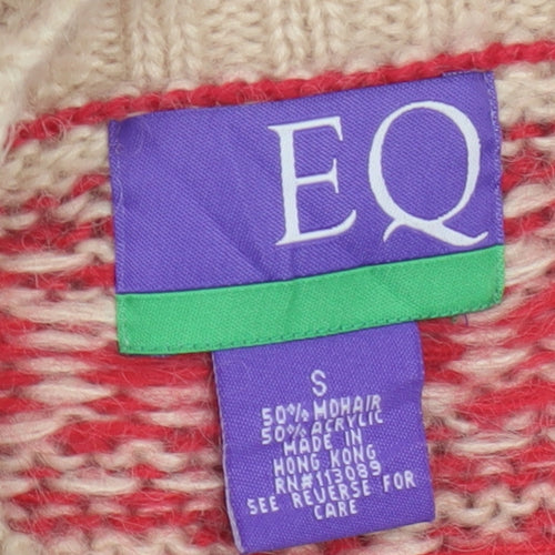 EQ Women's Red Fair Isle Mohair Blend Chunky Knit Jumper Size S