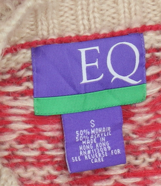 EQ Women's Red Fair Isle Mohair Blend Chunky Knit Jumper Size S
