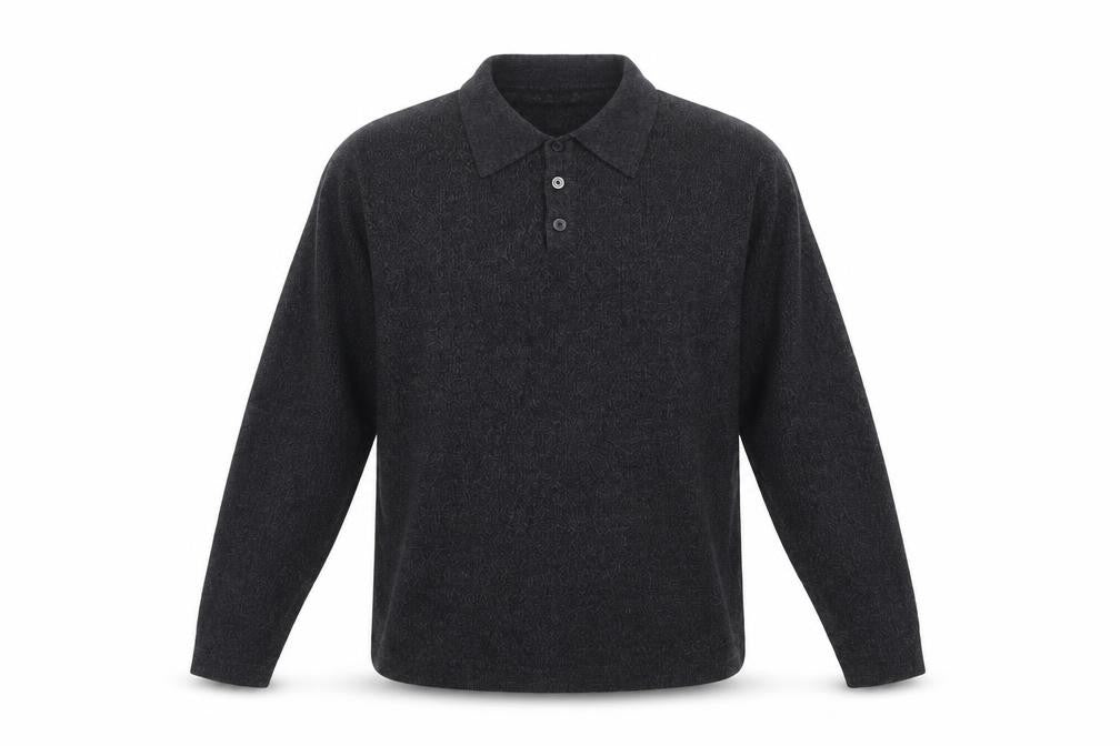 Front view of Dockers Men's Grey Collared Henley Knit Jumper, size L