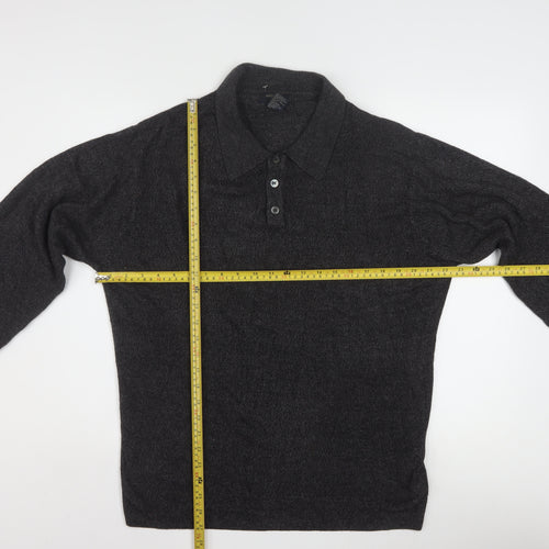 Dockers Men's Grey Collared Henley Knit Jumper Size L