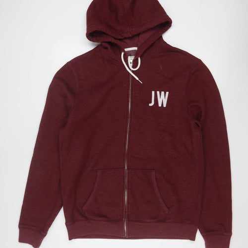 Jack Wills Men’s Red Full Zip Hoodie XL Fleece Lined Cotton Blend