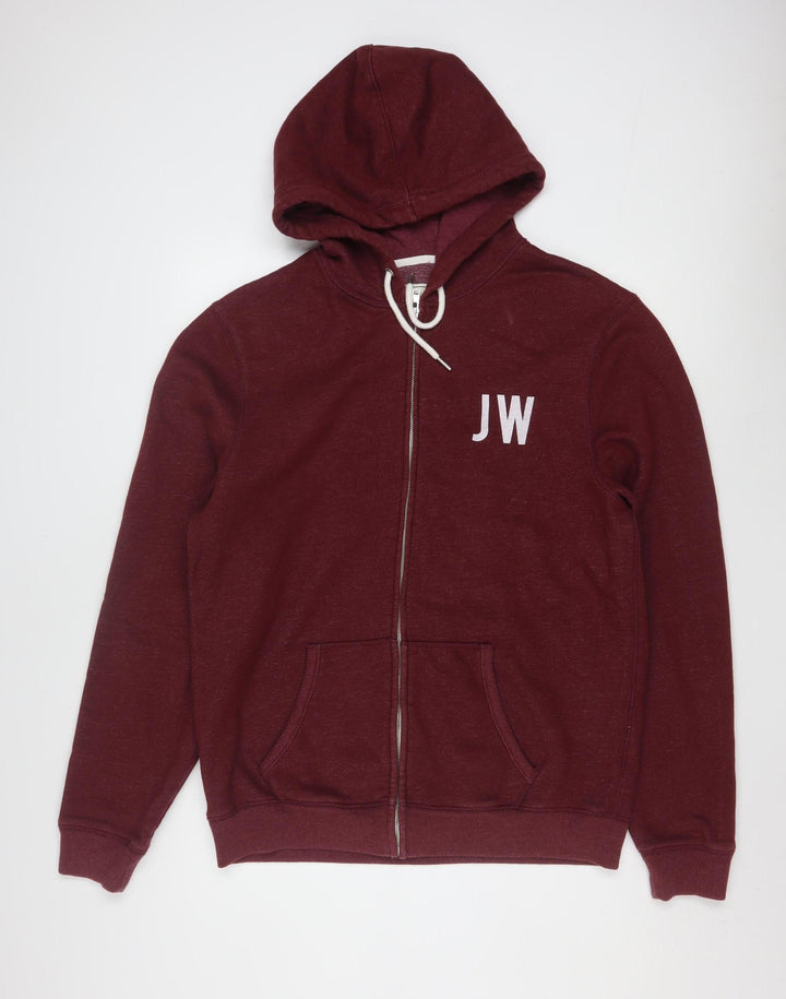 Jack Wills Men’s Red Full Zip Hoodie XL Fleece Lined Cotton Blend