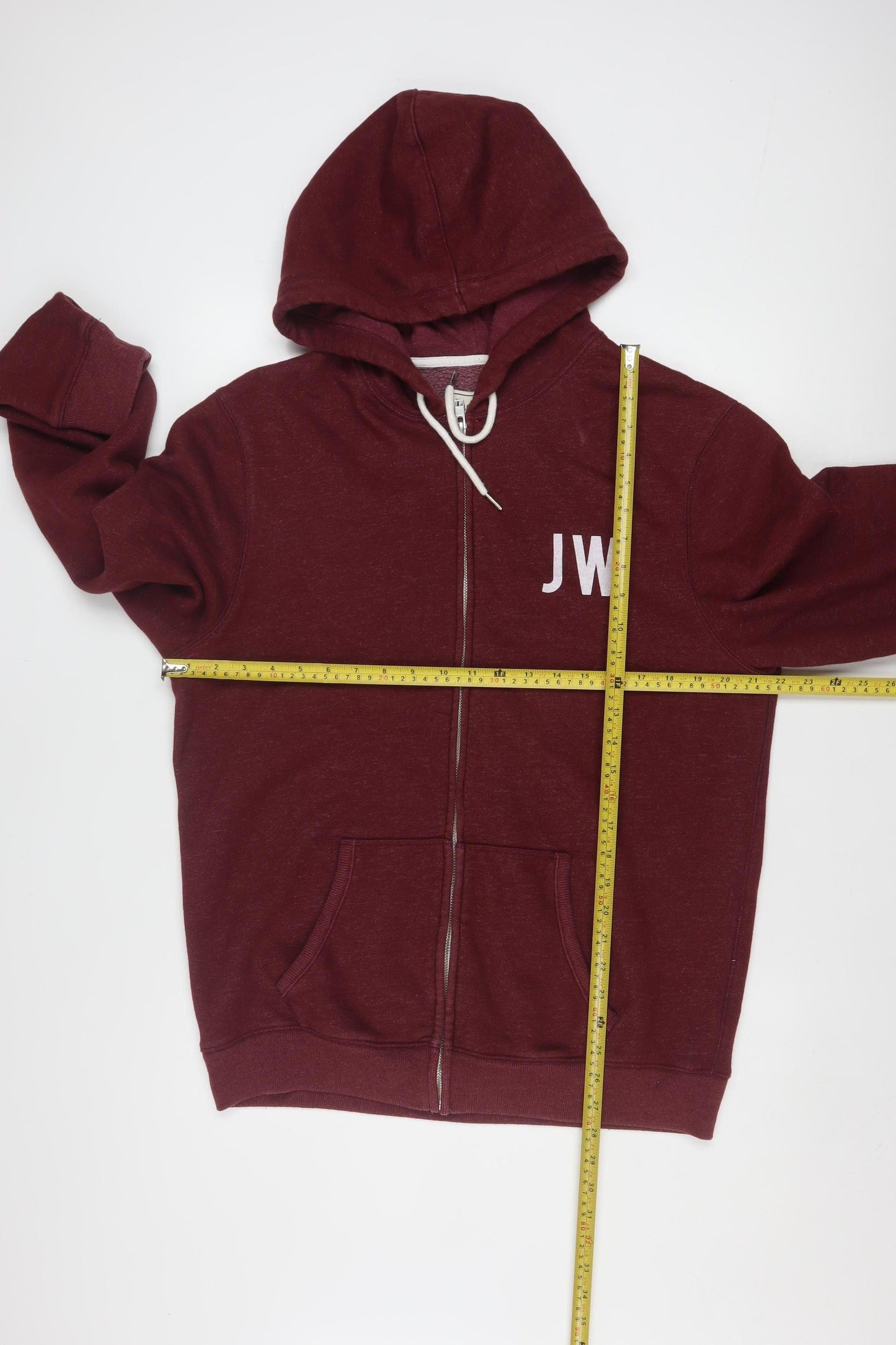 Jack Wills Men’s Red Full Zip Hoodie XL Fleece Lined Cotton Blend