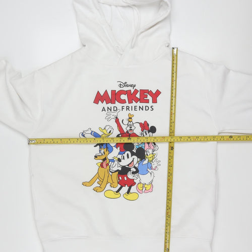Disney Women White Hoodie Mickey & Friends M 12/14 Pullover