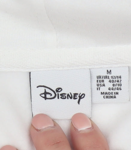 Disney Women White Hoodie Mickey & Friends M 12/14 Pullover