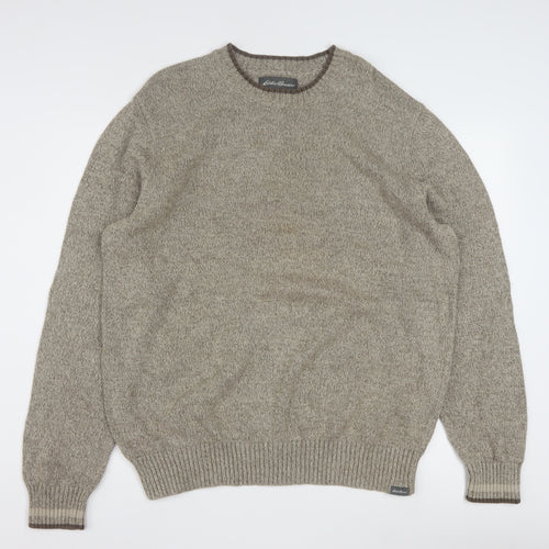 Eddie Bauer Men’s Beige Cotton Crew Neck Pullover Jumper 2XL