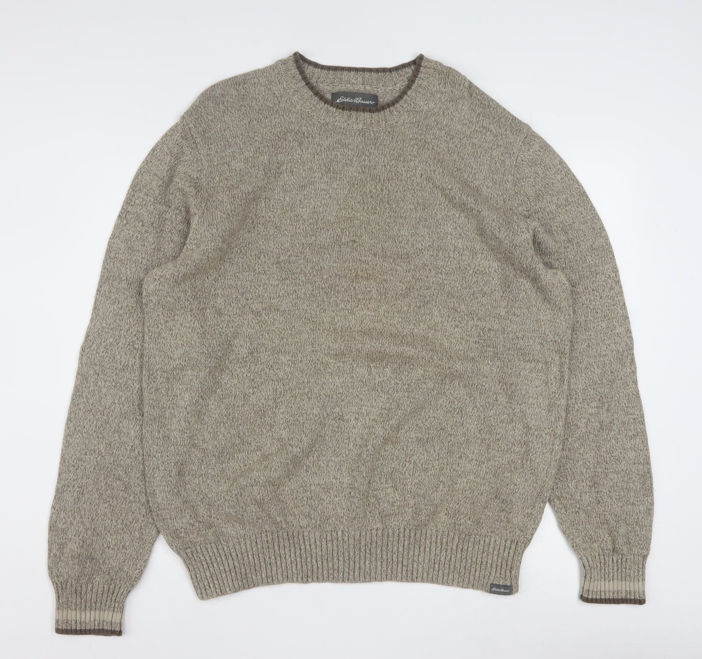 Eddie Bauer Men’s Beige Cotton Crew Neck Pullover Jumper 2XL