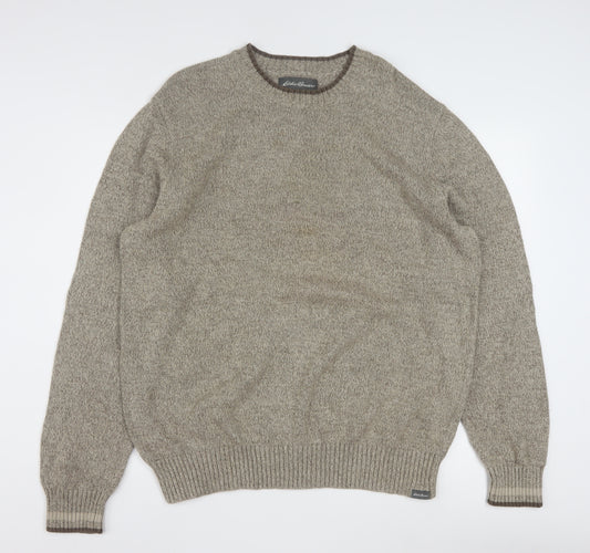 Eddie Bauer Men’s Beige Cotton Crew Neck Pullover Jumper 2XL