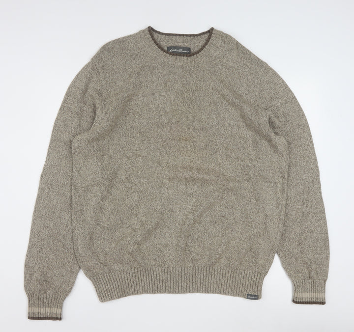Eddie Bauer Men’s Beige Cotton Crew Neck Pullover Jumper 2XL