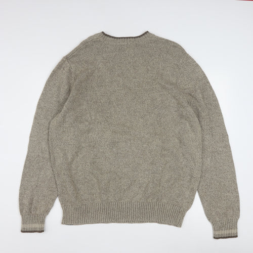 Eddie Bauer Men’s Beige Cotton Crew Neck Pullover Jumper 2XL