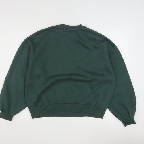 Bershka Womens Green Pullover Sweatshirt Size S Crew Neck Casual