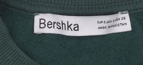 Bershka Womens Green Pullover Sweatshirt Size S Crew Neck Casual