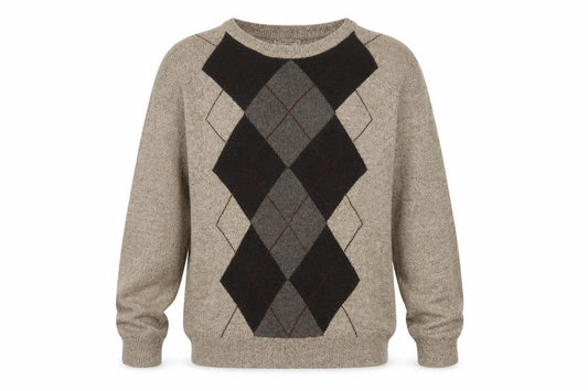 Front view of Dockers Men's Beige Argyle Knit Acrylic jumper L