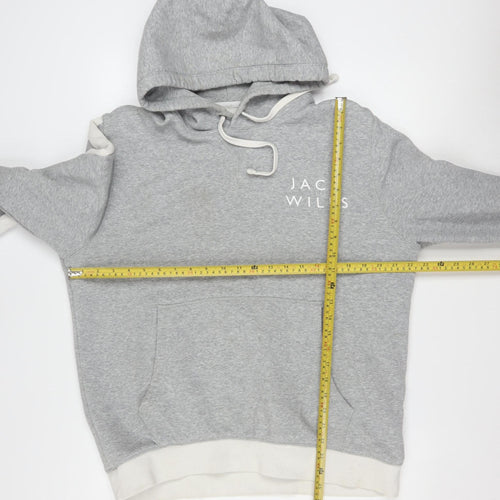 Jack Wills Men's Grey Pullover Hoodie L Logo Cotton Blend