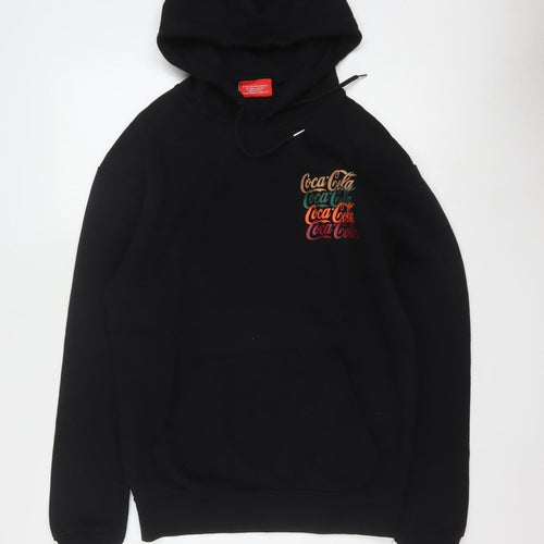 Coca-Cola Men's Black Pullover Hoodie M Regular Fit Graphic Fleece