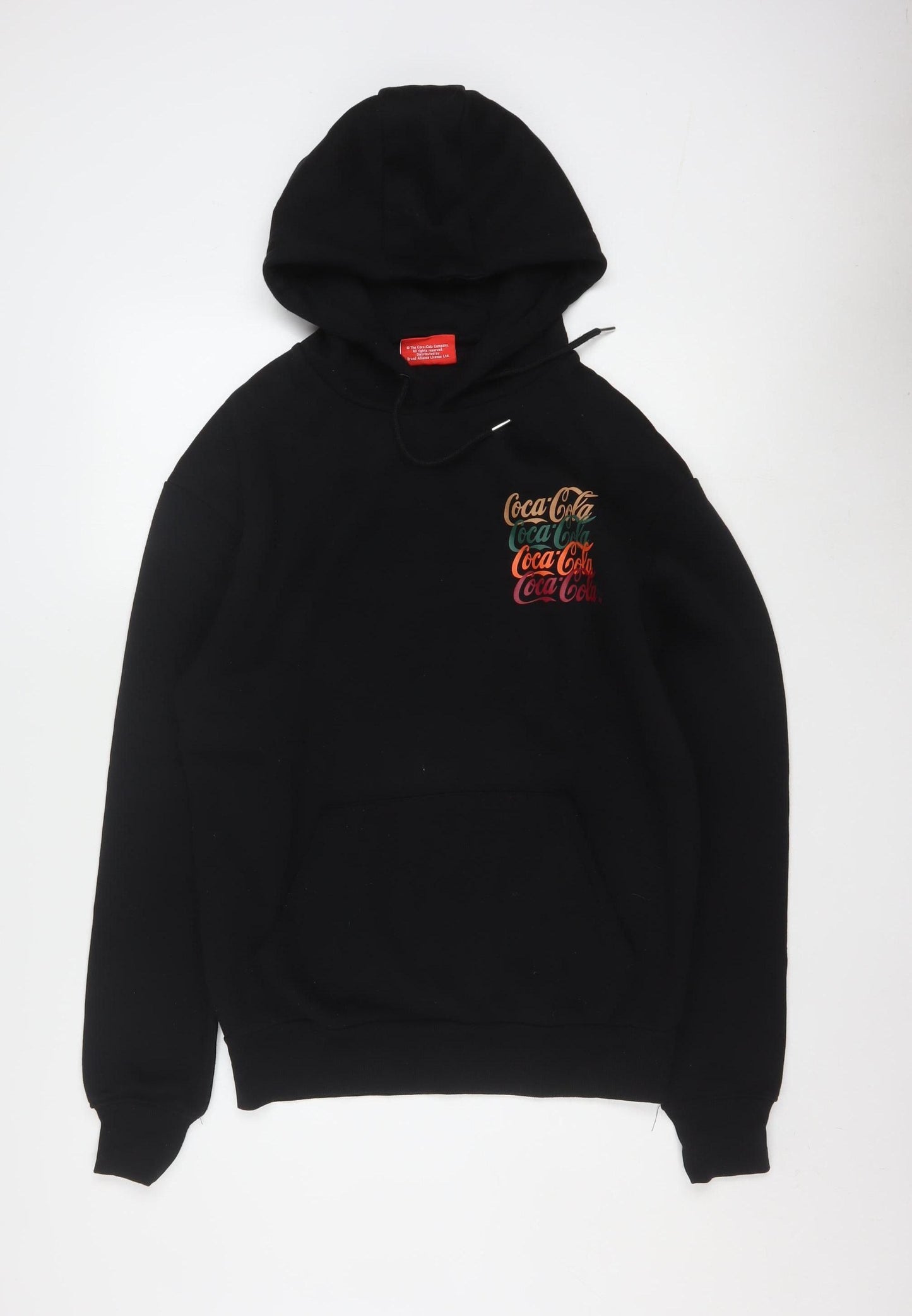 Coca-Cola Men's Black Pullover Hoodie M Regular Fit Graphic Fleece