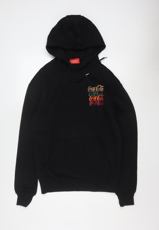Coca-Cola Men's Black Pullover Hoodie M Regular Fit Graphic Fleece
