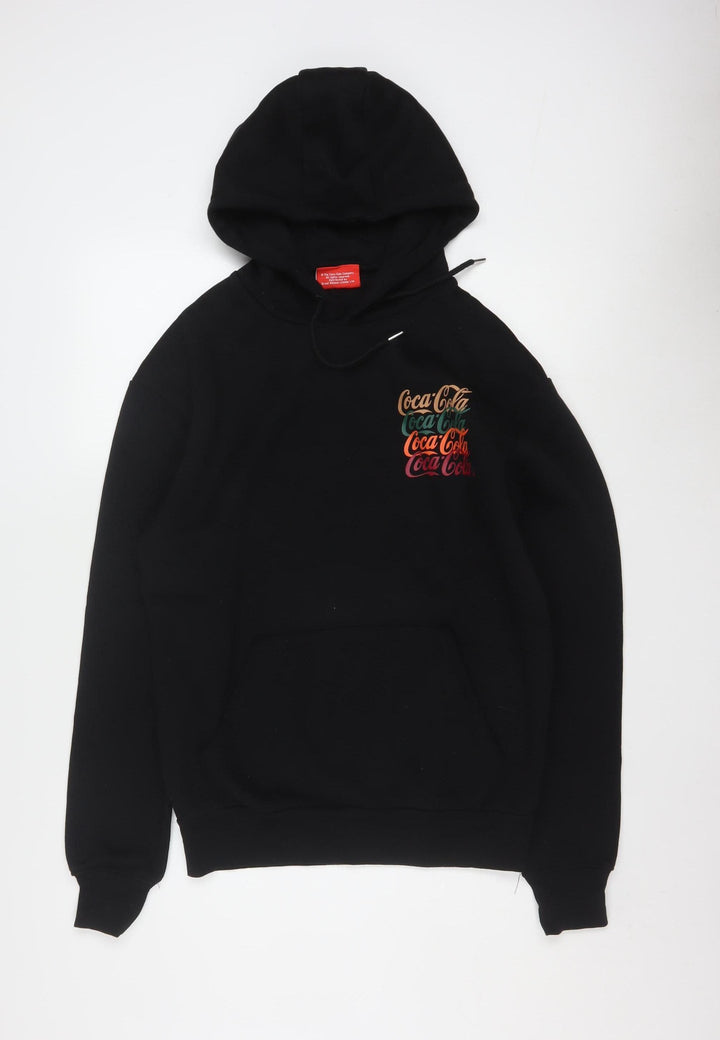 Coca-Cola Men's Black Pullover Hoodie M Regular Fit Graphic Fleece
