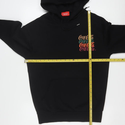 Coca-Cola Men's Black Pullover Hoodie M Regular Fit Graphic Fleece