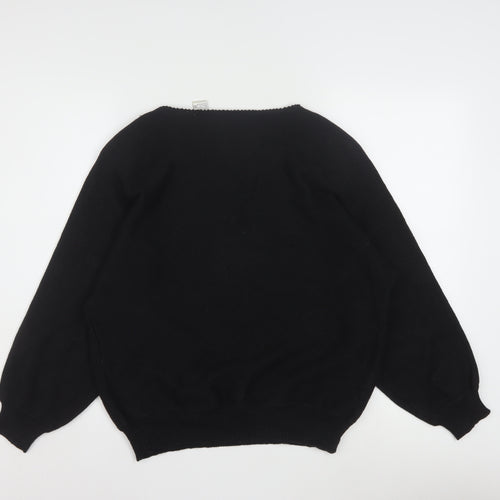 Dana Scott Women Black Beaded Crew Neck Christmas Jumper Size S