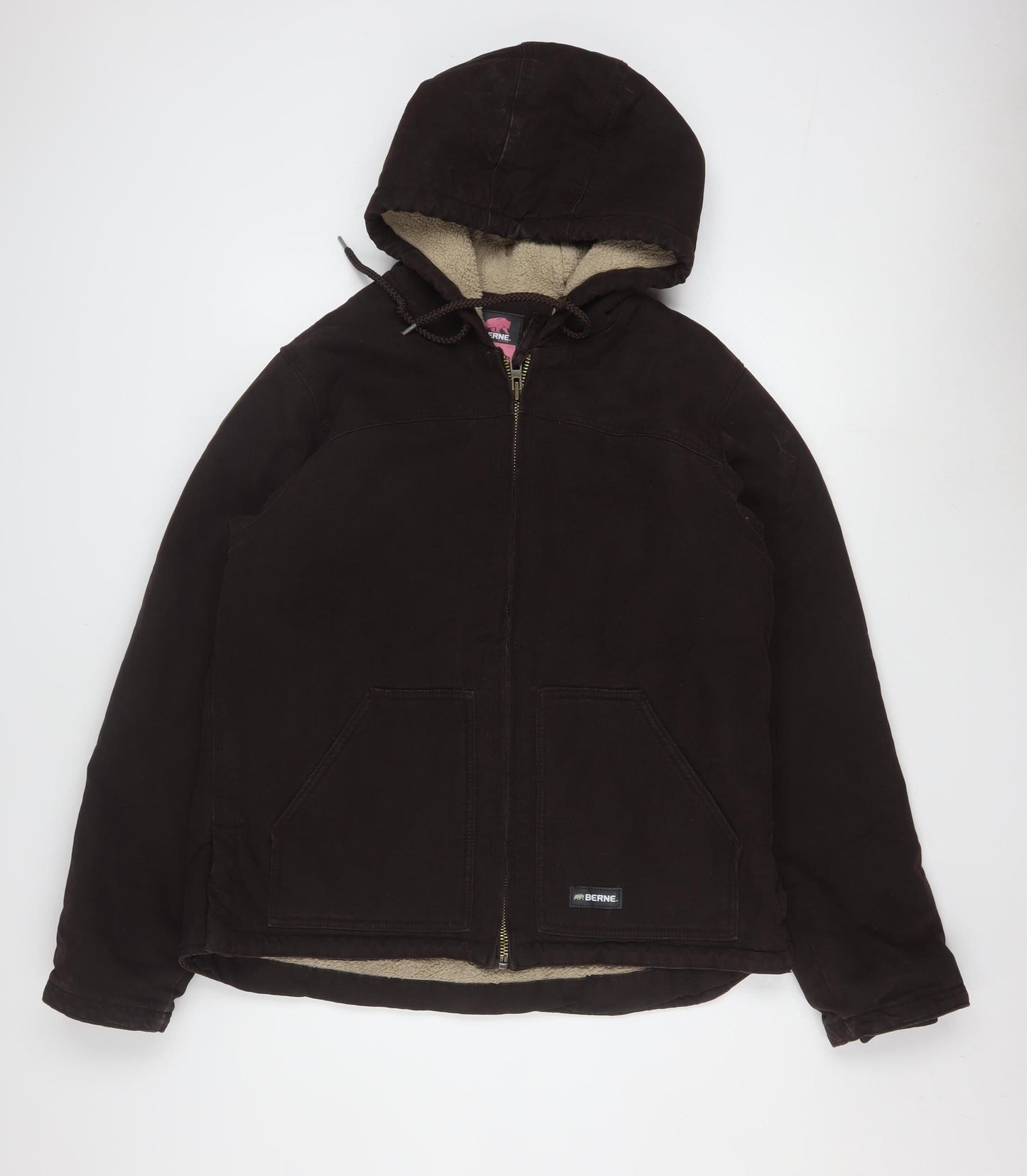 Berne Women's Brown L Hooded Lined Work Jacket Cotton Canvas