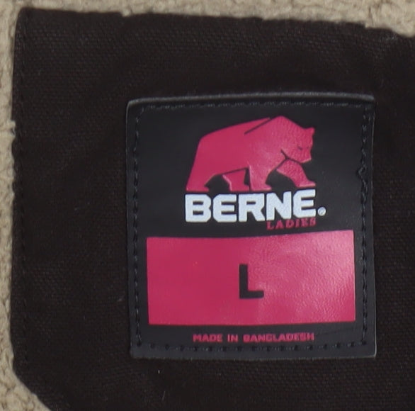 Berne Women's Brown L Hooded Lined Work Jacket Cotton Canvas