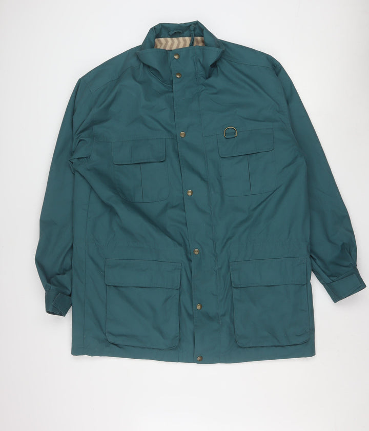 Eddie Bauer Men's Green Parka Jacket L Lined Water Resistant Casual