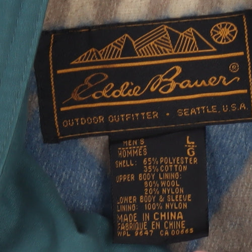Eddie Bauer Men's Green Parka Jacket L Lined Water Resistant Casual