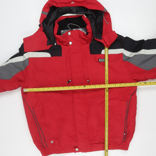 Brugi Men's Red Waterproof Ski Jacket Hooded Size 40 Regular Fit