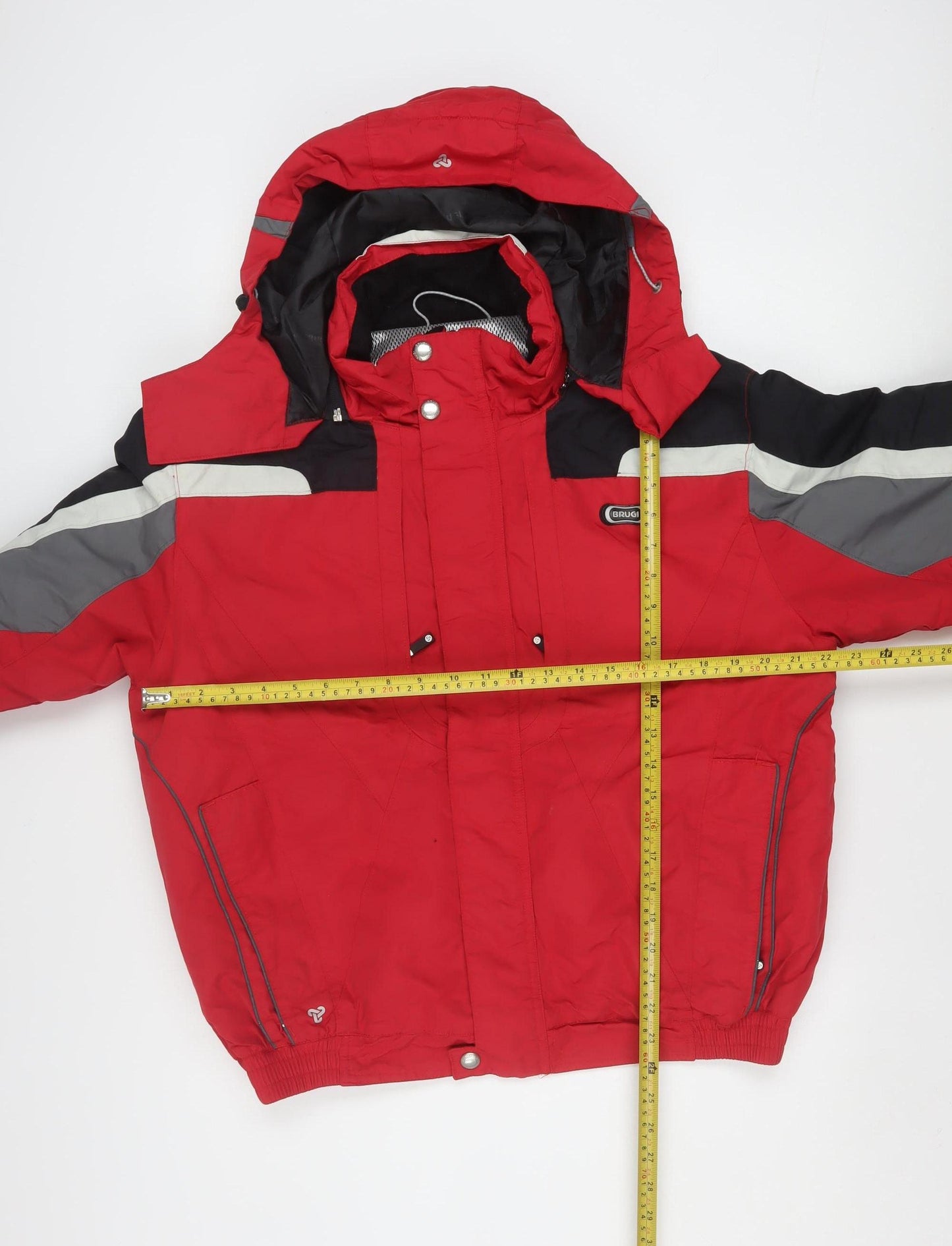 Brugi Men's Red Waterproof Ski Jacket Hooded Size 40 Regular Fit